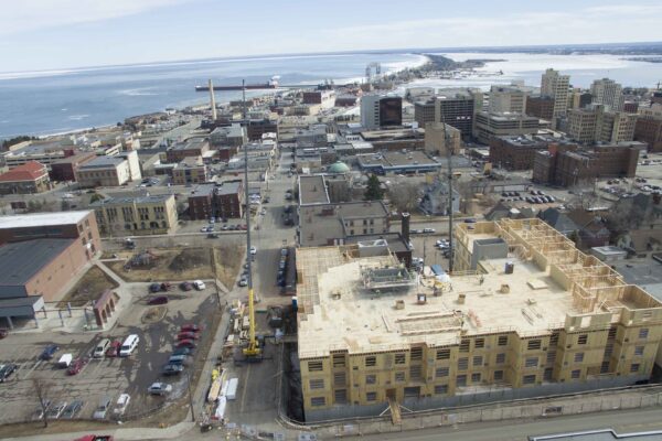 Construction work on City View Flats in Duluth, Minn.