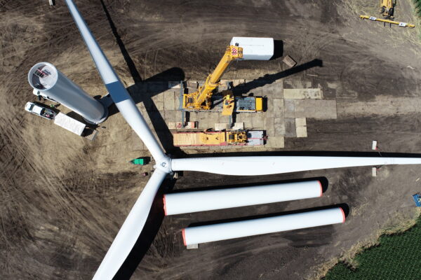 wind turbine blades ready for installation